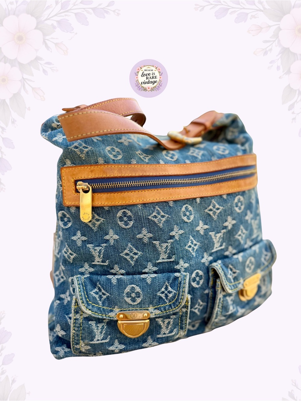 Louis Vuitton Denim Shoulder Bag • FL1065 • COA • Vintage 2005 - Picture 2 of 15